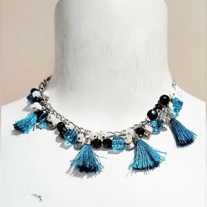 NWT Charming Charlie Bead and Tassel Statement Necklace